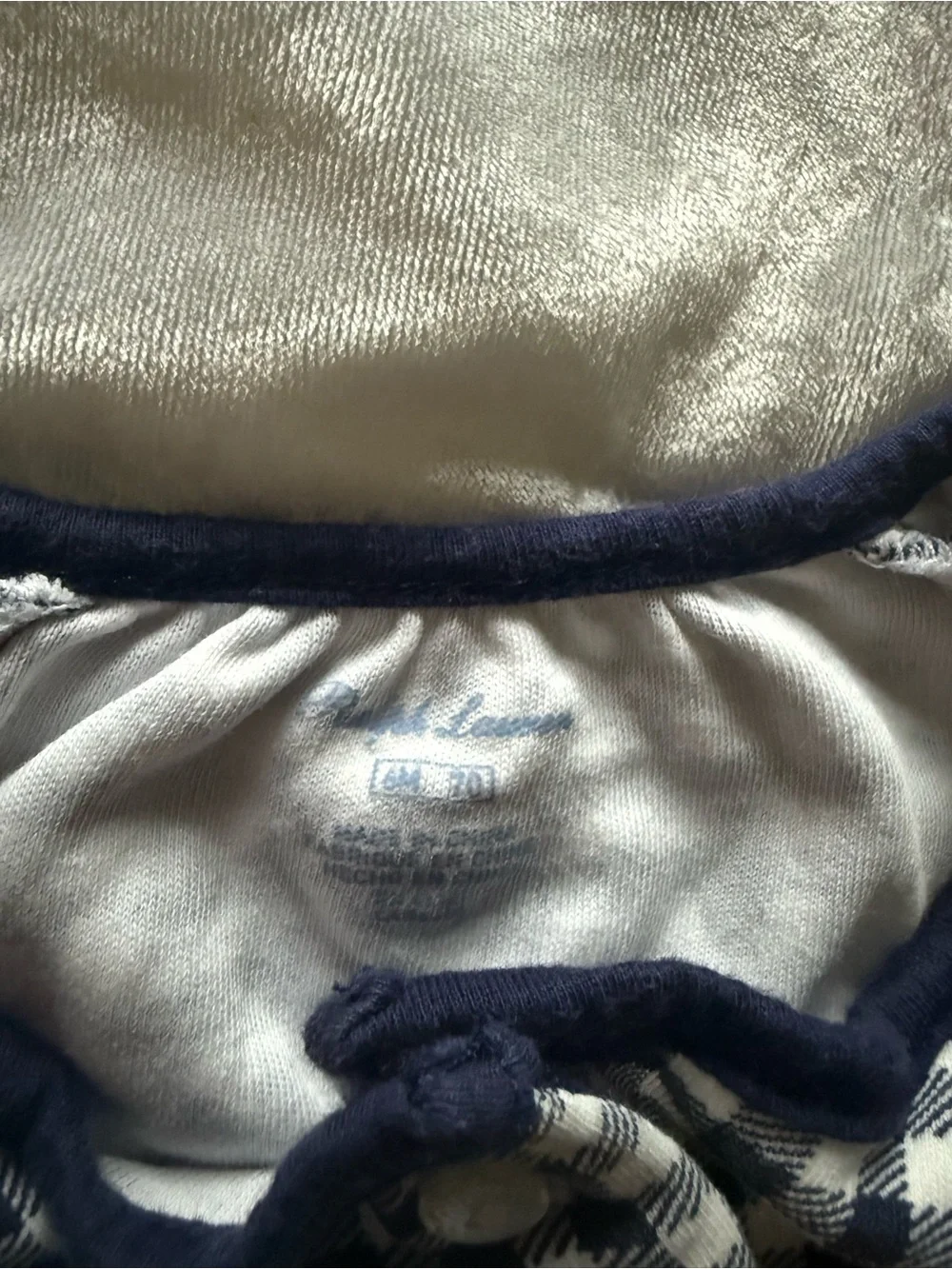 Ralph Lauren- Navy & White Gingham Baby Romper